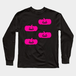 Squat Jack-O-Lantern Tile (Hot Pink) Long Sleeve T-Shirt